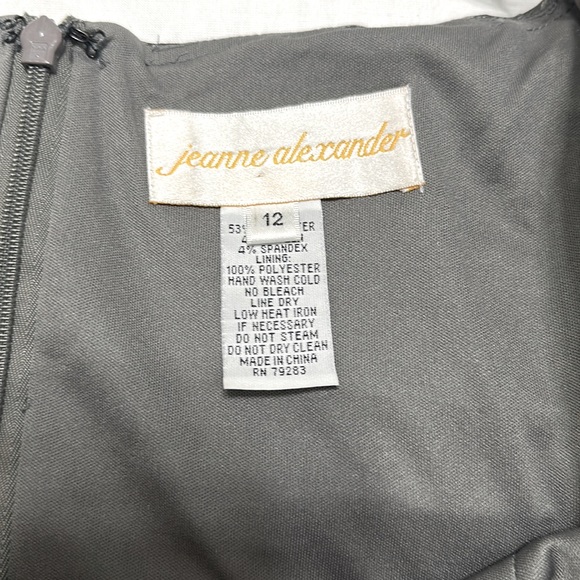 Jeanne Alexander Metallic Silver Gray Ruched/ Crinkle Off Shoulder Midi Dress/12 - Picture 13 of 14